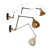 1-Light Black & Gold Dimmable Swing Arm Sconce with Plug-In and Hardwire Design for Damp Indoor