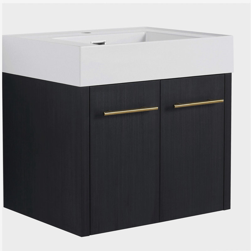 Meuble-lavabo mural de 24 pouces avec lavabo en résine épaisse