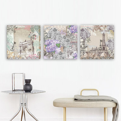 Ensemble de 3 peintures sur toile panoramique