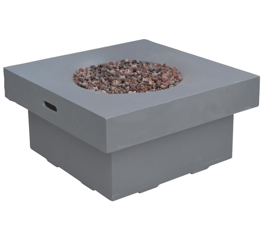 Aswith 34" Outdoor Concrete Fire Pit 50,000 BTU - Includes Lava Rocks & PVC Cover Latitude Run® Fuel 