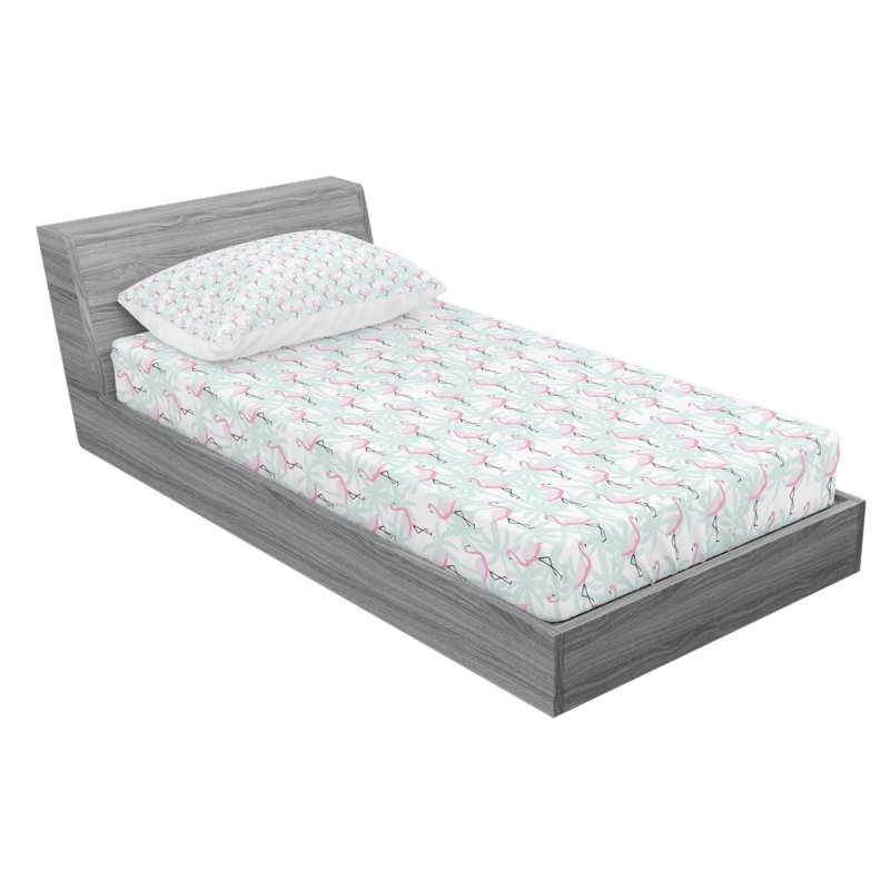 Microfiber Floral Fitted Sheet, Twin XL Fitted Sheet with 1 Pillowcase