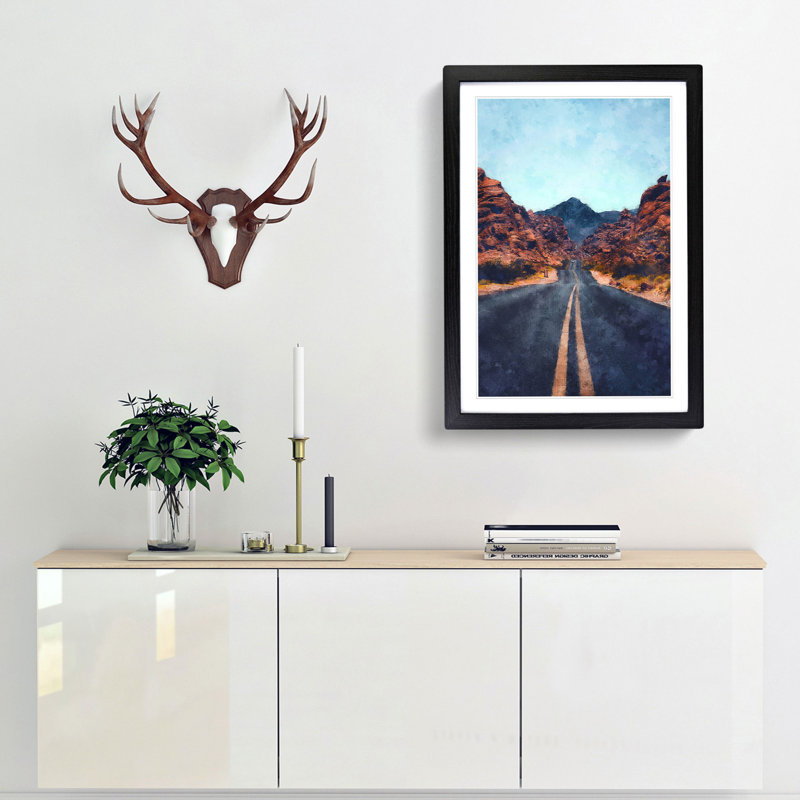 Road to the Valley of Fire - Picture Frame Painting Print, 33cm H x 24cm W x 2cm D, Black Framed