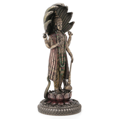 Vishnu debout de 12,6 po avec résine de polyester Shesha