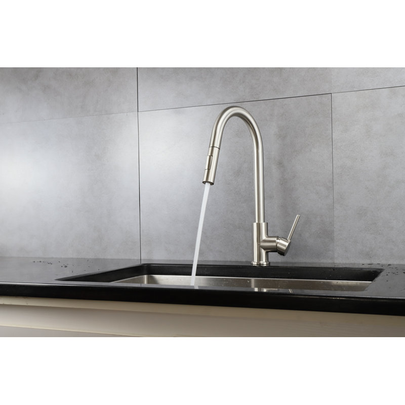 Olivi Brass Single-Handle Pull-Down Spray Kitchen Faucet, Brushed Nickel