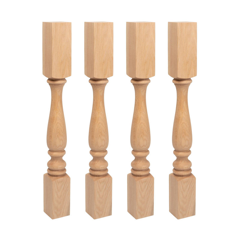 Pied d'îlot de cuisine en chêne massif non fini, Chêne rouge, 4 Pack