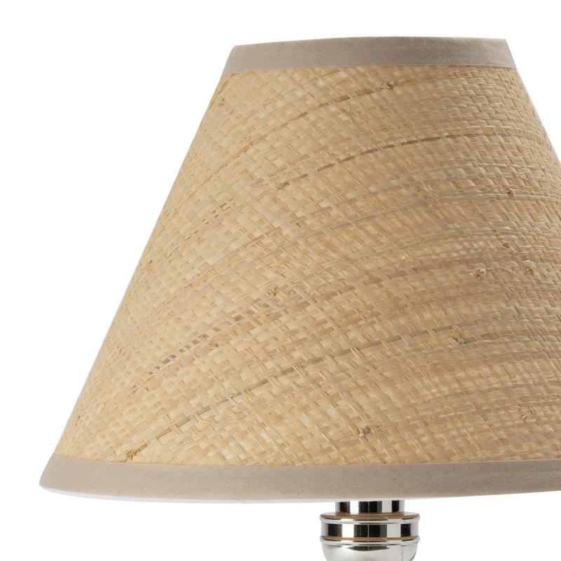 Giorgio Crystal Mini Lamp (Natural Brass with Rattan Shade), Polished Nickel/Clear