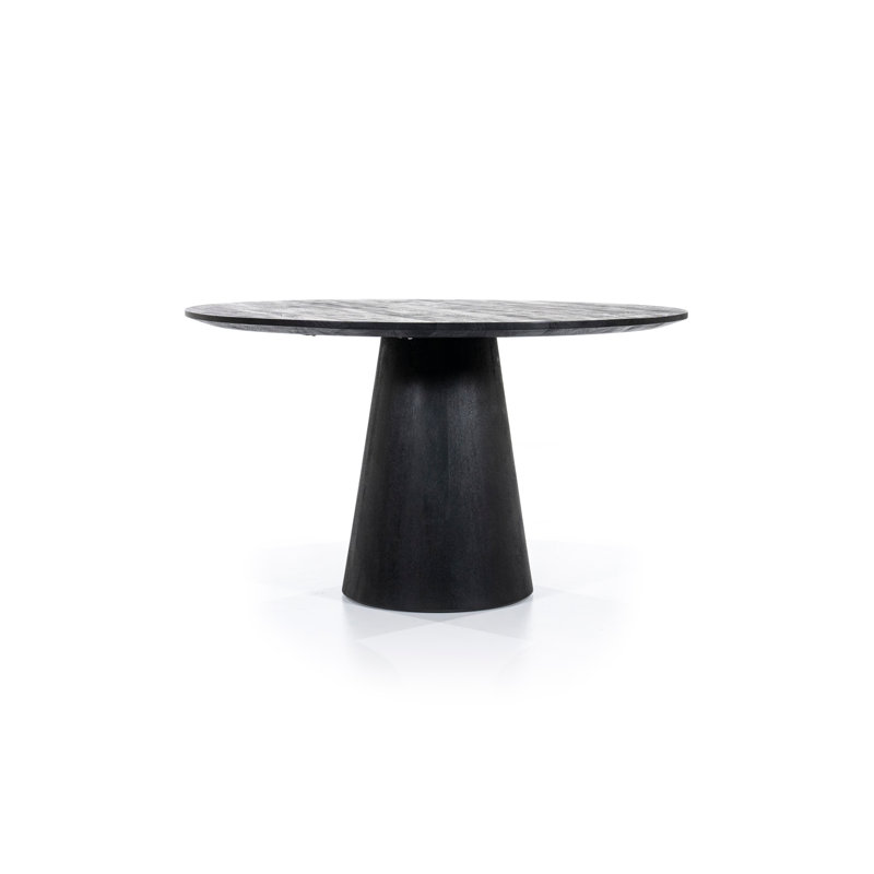 Aron Round Black Mango Wood Pedestal Dining Table