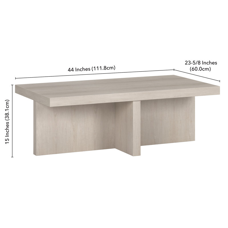 Table basse Elna, Aulne blanc, H 15 po x L 44 po x l 23,63 po