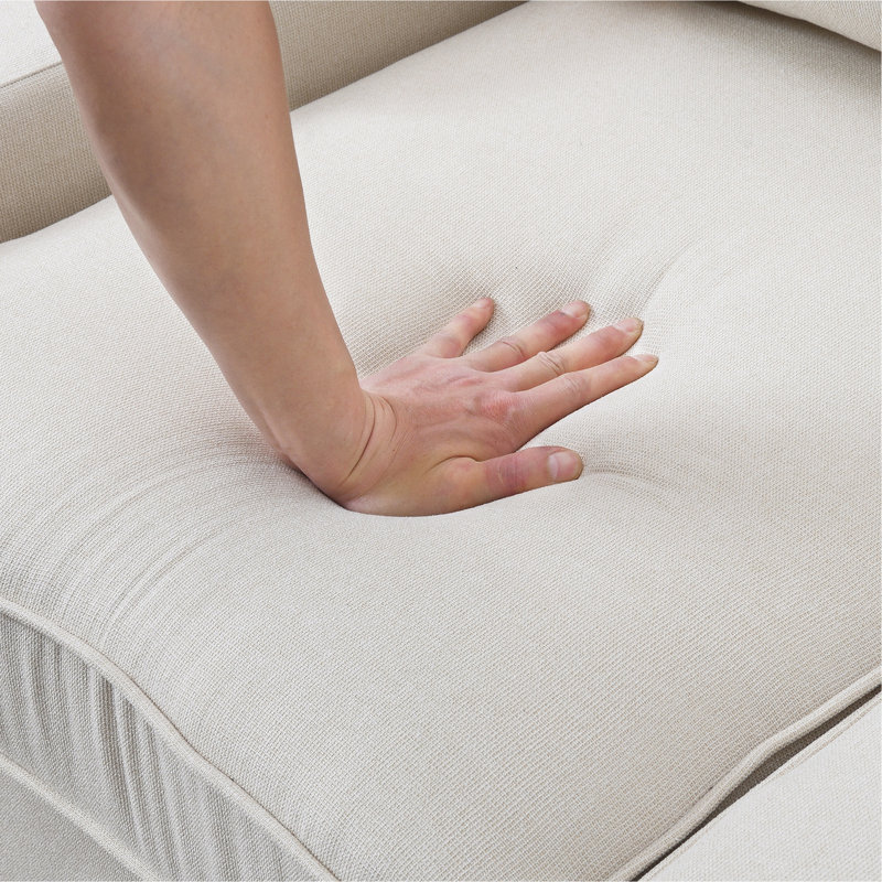 [Nouveau] Canapé 4 places moderne en tissu de lin 104 po avec accoudoirs et 4 coussins, Beige