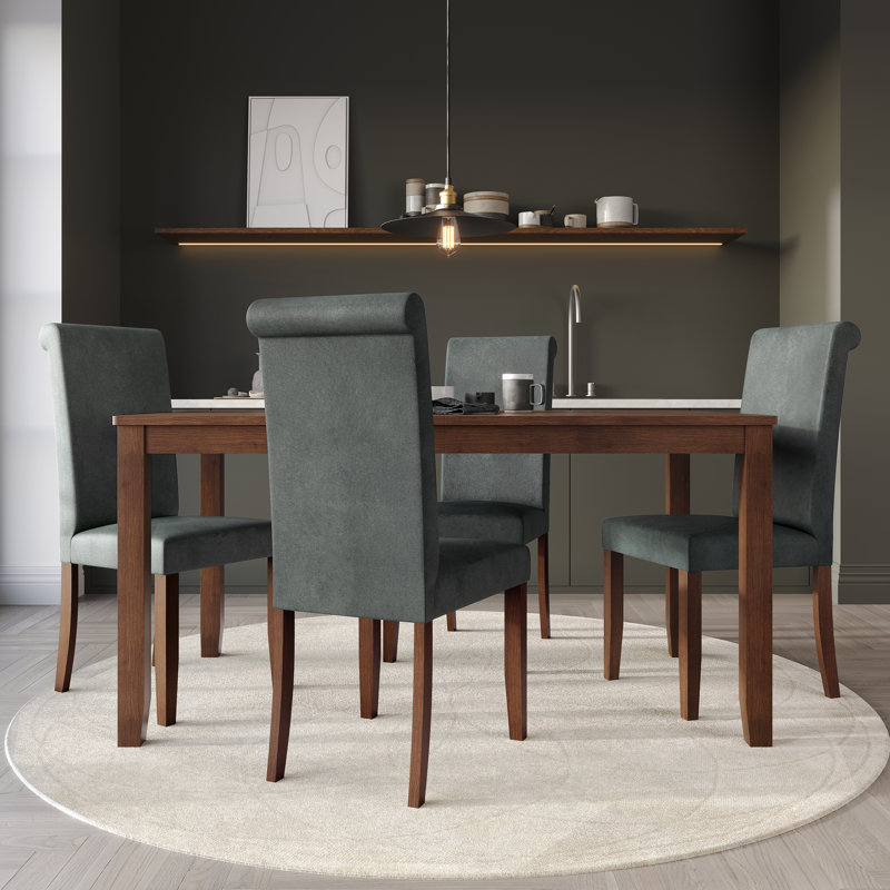 Chaise de salle à manger en bois avec table L 59 po Colwell, Gris clair, 5 pièces: table, 4 chaises