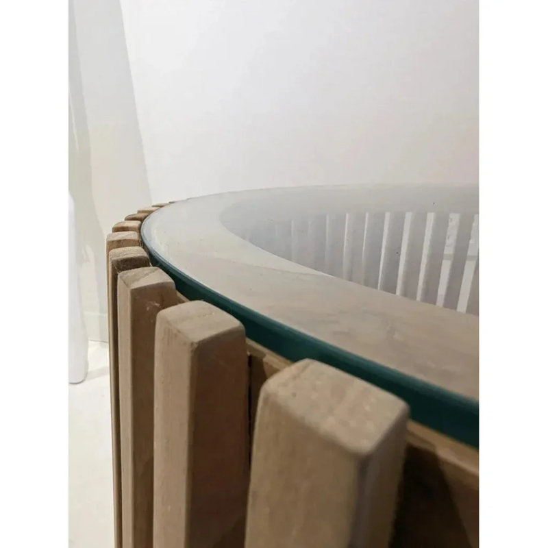 Alder Teak Patio Round Shawna, H 17 po x L 37 po x l 37 po