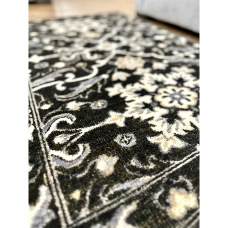 Tiny Knots Wool Southwestern Area Rug in Reverie Black