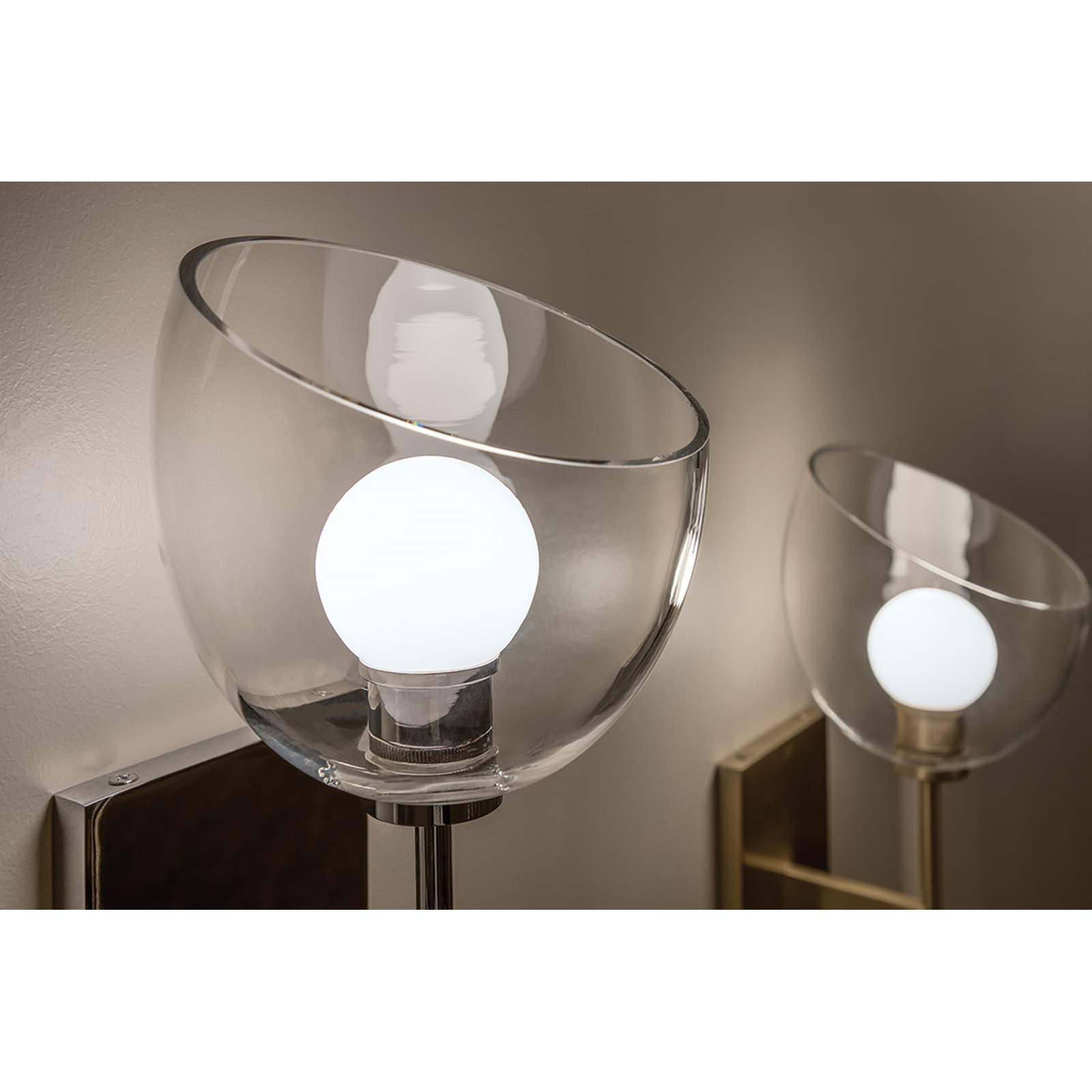 Avalea Single Light Dimmable Armed Sconce, Polished Nickel