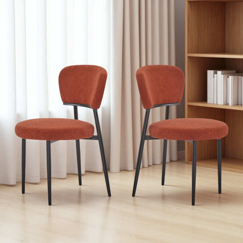 Upholstered Dinning Chair Set Of 2, Orange