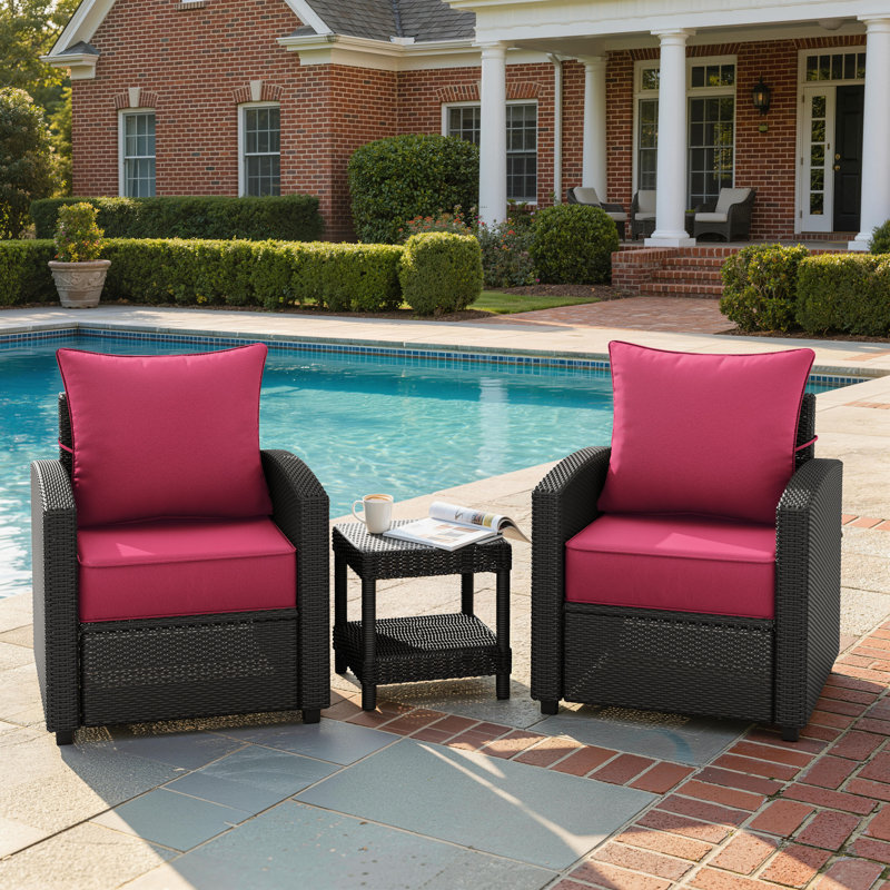 24" X 24" X 6.5" Outdoor Cushion Set Patio Chair Cushions, Pink