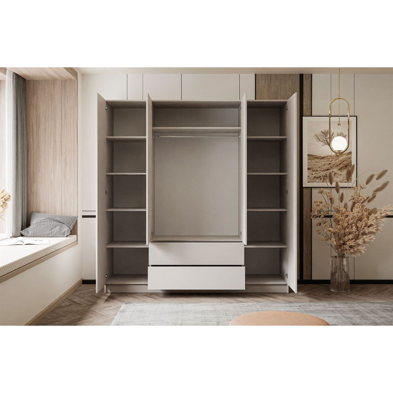 4 Door Manufactured Wood Wardrobe, without mirror
