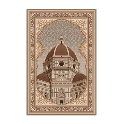 Soft Plush Beecher Florence Duomo Classic Oriental Area Rug in Brown – Beige Binding