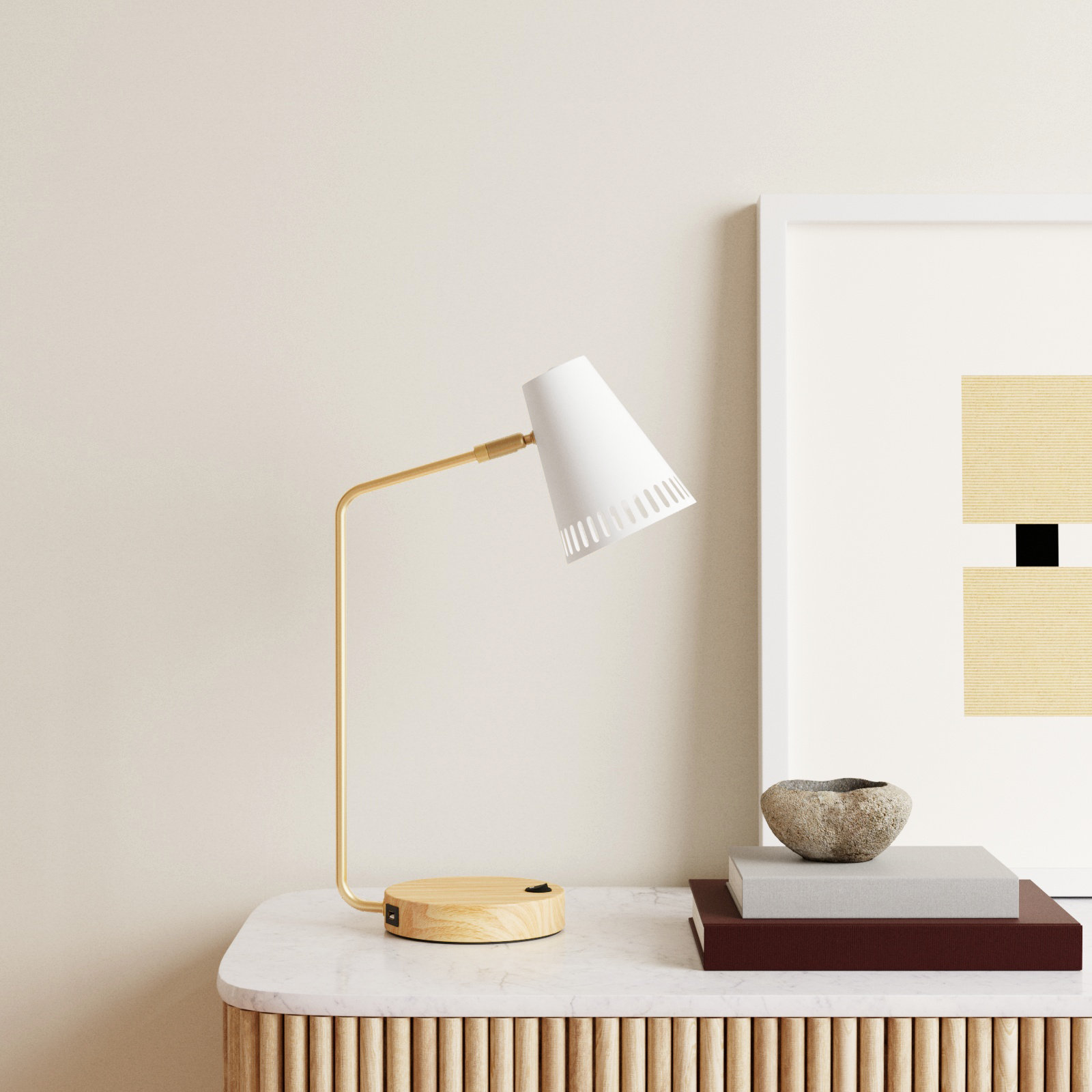 Iago Metal USB Desk Lamp, White