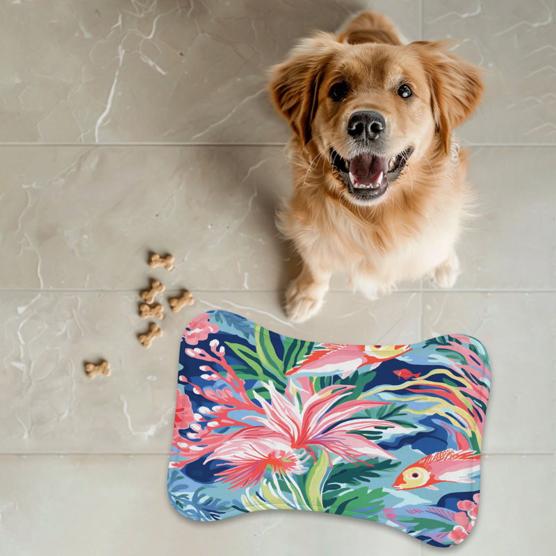 Chic Fish Motifs - 1 Piece Bone Shape Feeding Mat