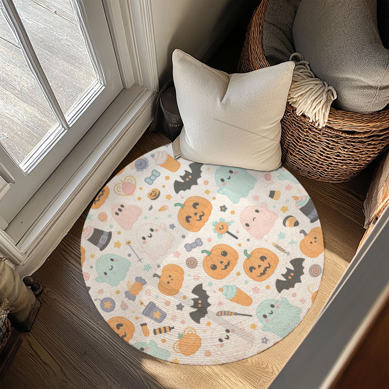 Light Haunted Whispers Braided Rug, Round 5'