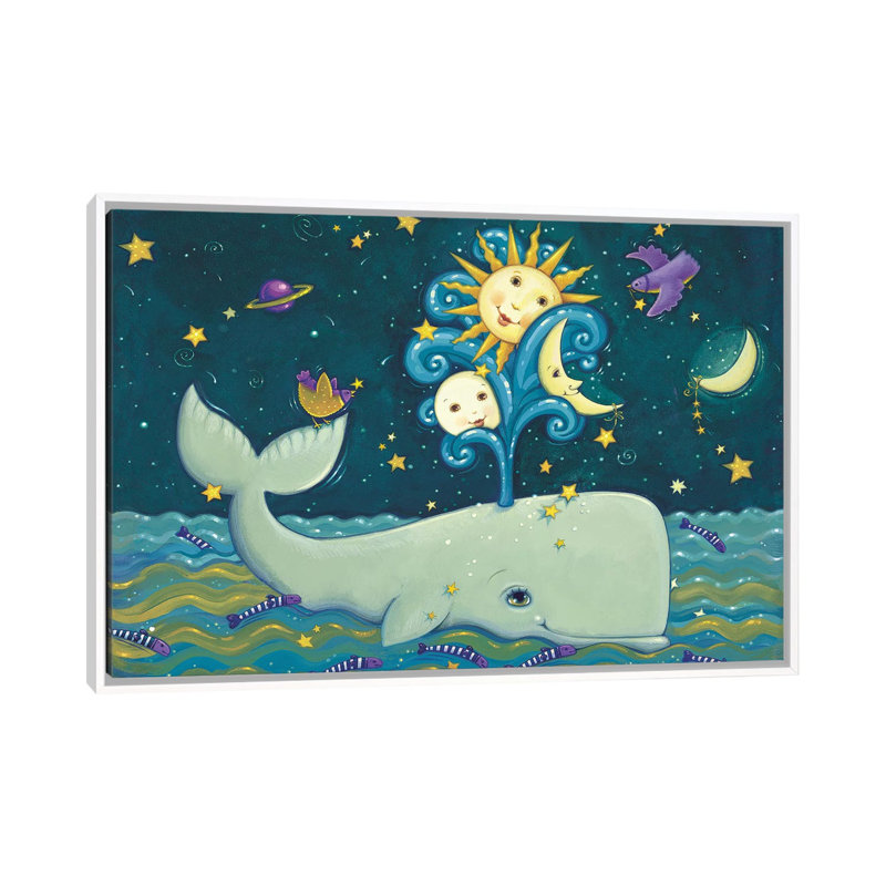«Sunny Whale» par Viv Eisner - impression, Aucun mat, H 18 po x l 26 po x P 1,5 po, Toile blanche encadrée