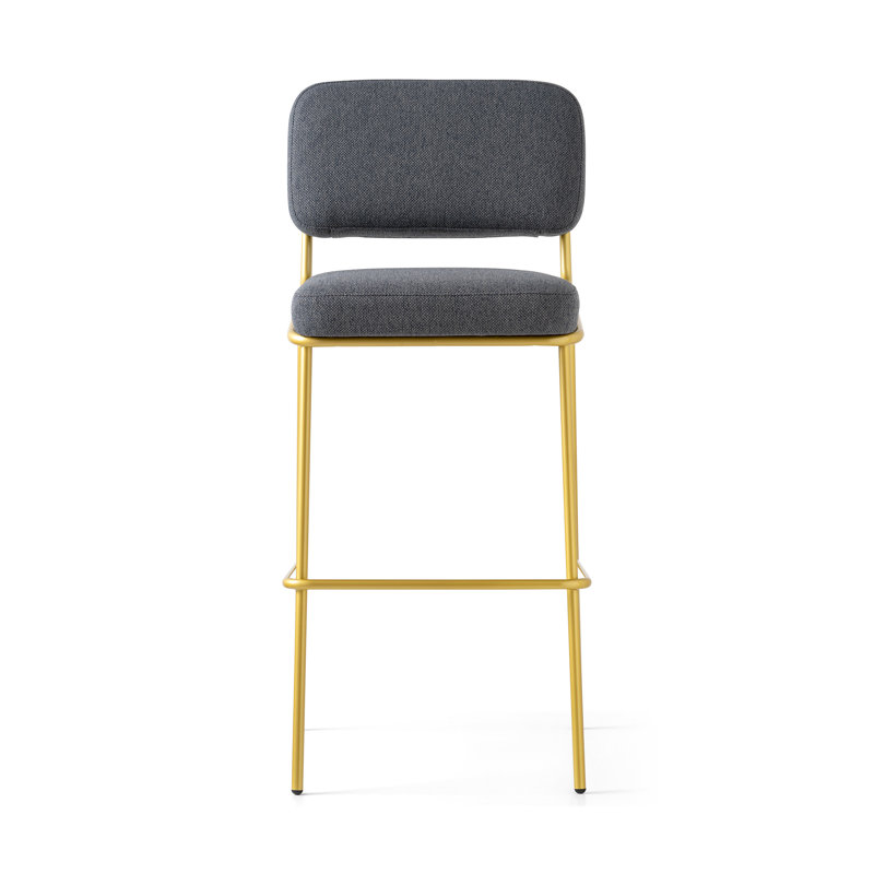 Sixty Upholstered Counter Stool with Metal Frame, Black, Counter Stool (25.63" Seat Height), Painted Brass
