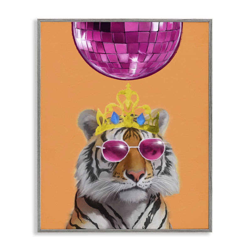 Tigre disco avec couronne, estampe numérique par Elizabeth Medley, Estampe numérique Farmhouse, H 14 po x l 11 po