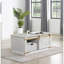 Table basse de salon de style rustique blanc antique 1 pièce avec tablettes ouvertes