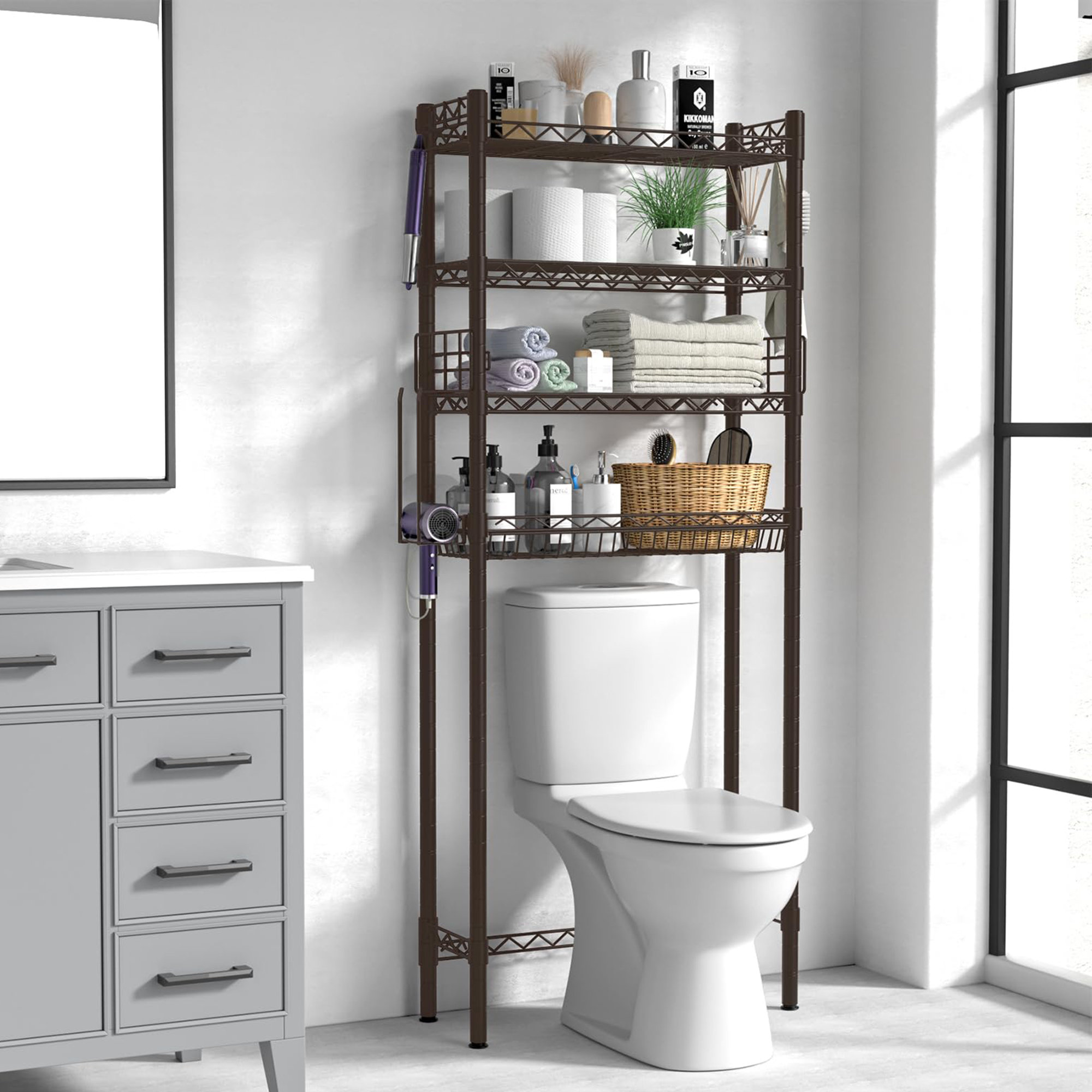 Rebrilliant 4-Tier Bathroom Shelf Over Toilet | Wayfair
