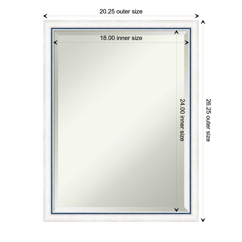 Miroir mural Jeritah, 26,25 po x 20,25 po, Blanc / bleu