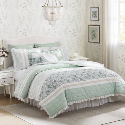 Ensemble d'édredon 9 pièces en percale de coton turquoise