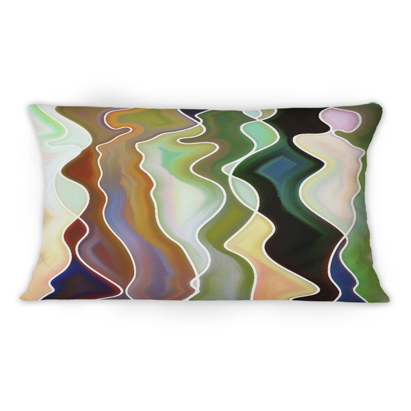 Coussin décoratif abstrait à imprimé floral abstrait et courbes féminines abstraites
