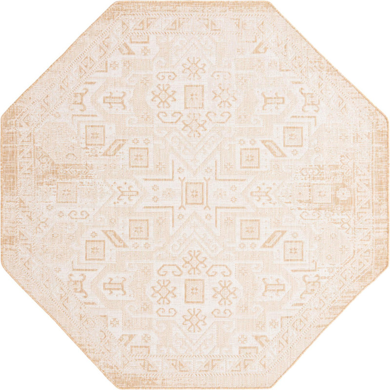 Outdoor Chand Area Rug Ivory Color, Octagon 7'10"