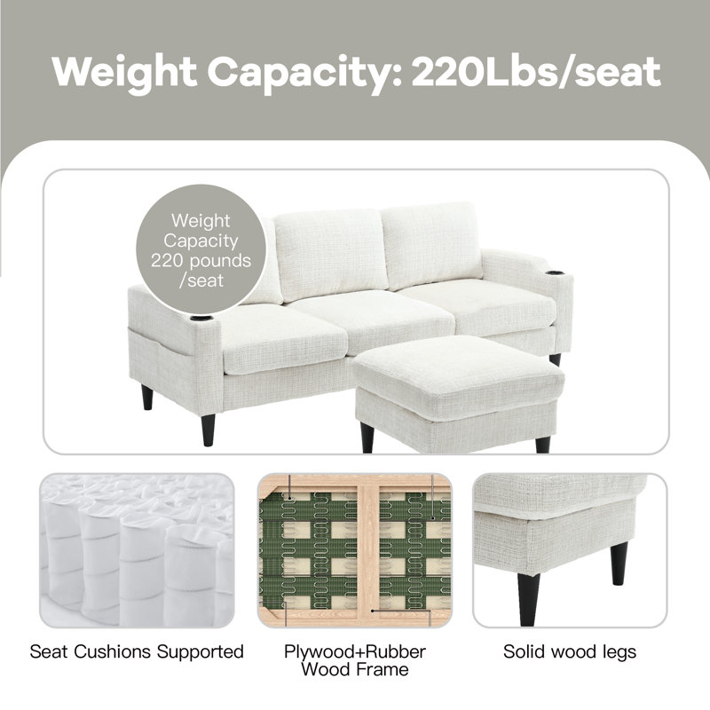 Canapé modulaire 2 pièces Adylynn, Polyester beige