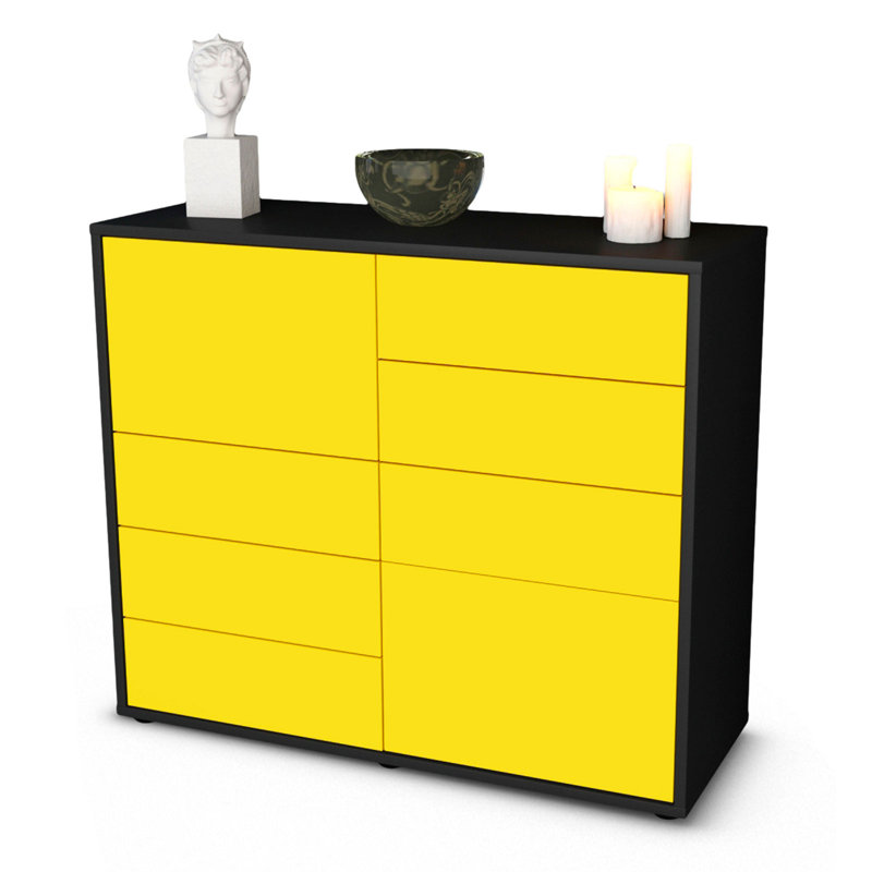 Reaon 92cm Sideboard, Charcoal/Yellow