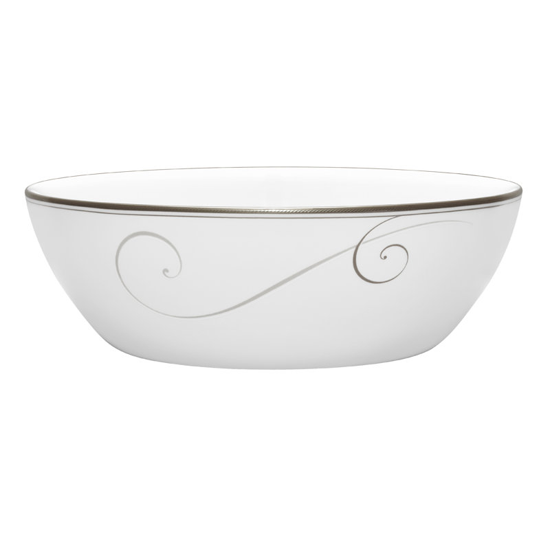 Noritake Platinum Wave Vegetable Bowl, 9", 96 oz., White/Platinum