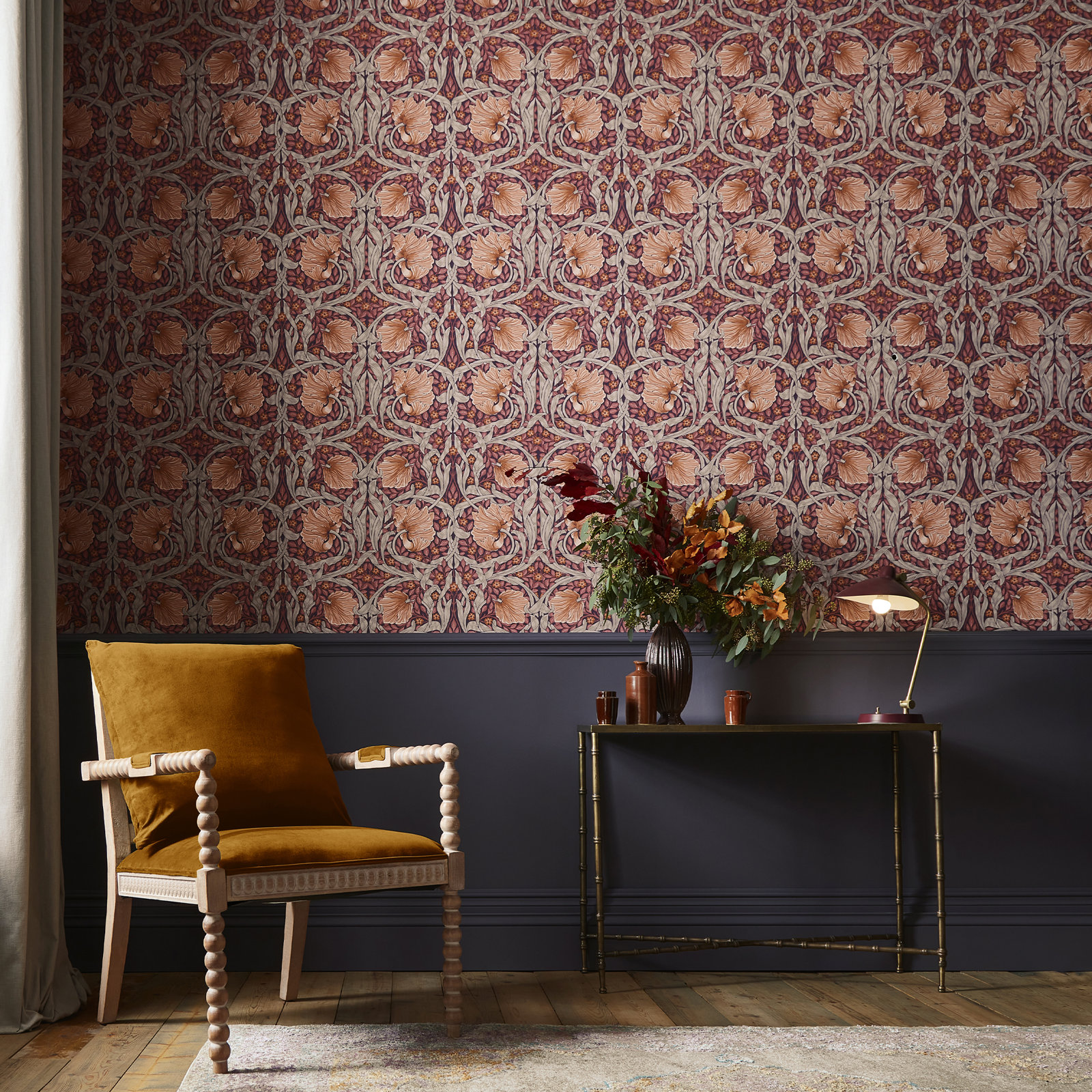 Nilda Floral Wallpaper, Pimpernel Plum