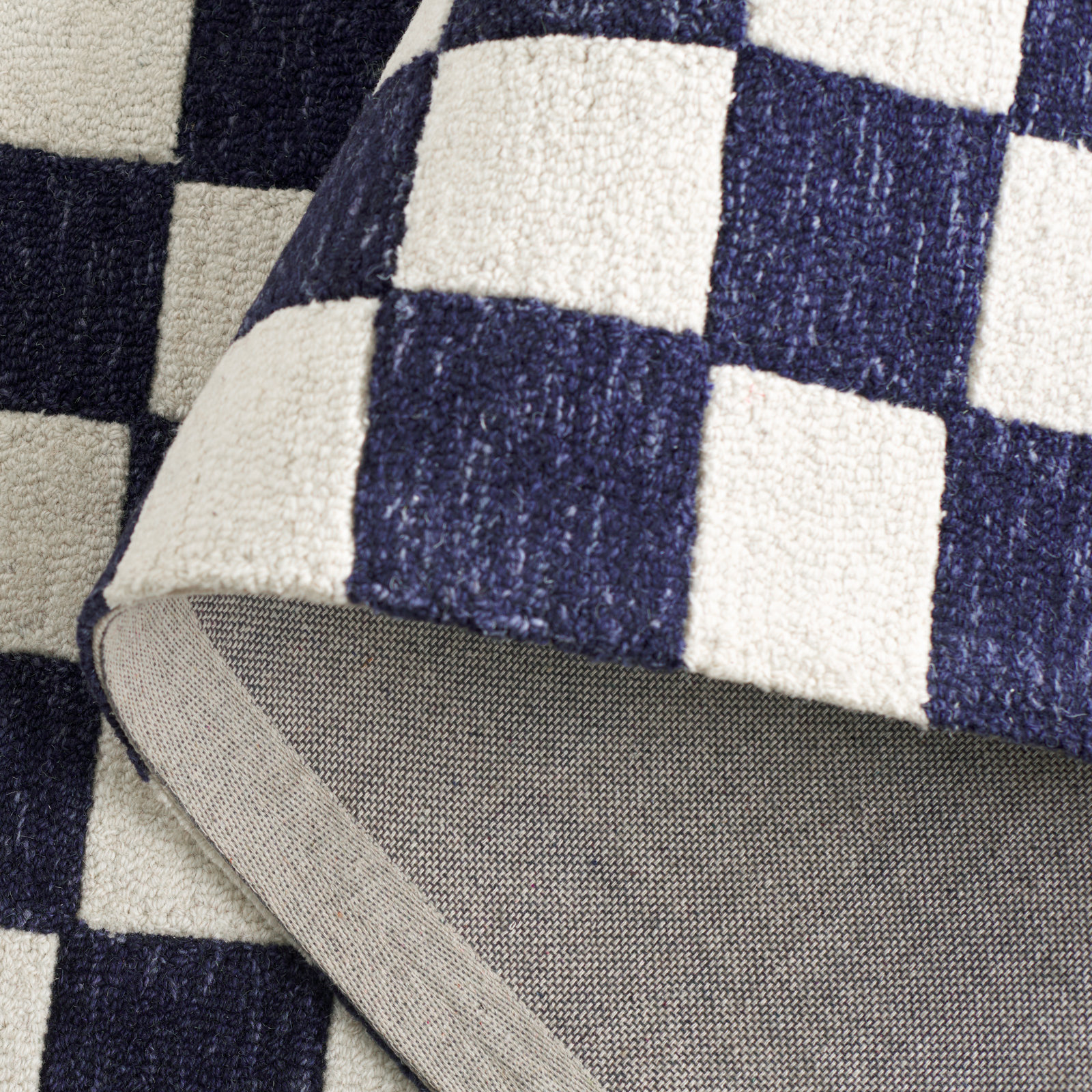 Freemont Navy Ivory Hand-Tufted Checkered Rug, Rectangle 8' x 10'