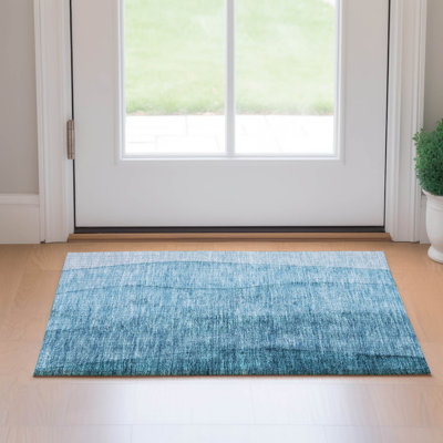 Tapis bleu sarcelle lavable à la machine Premium Prisco