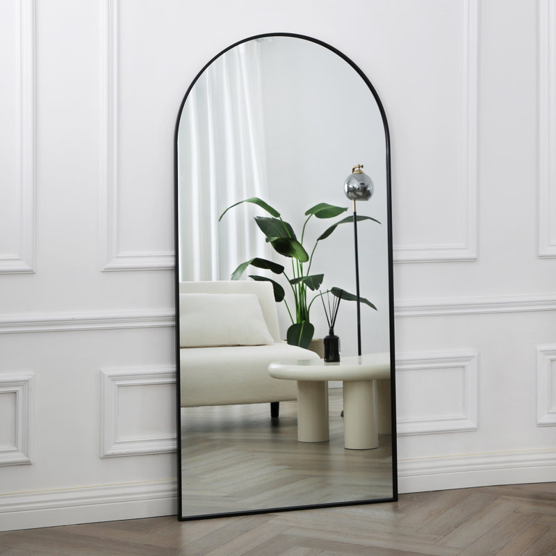Stoneridge Metal Arch Floor Mirror, Black