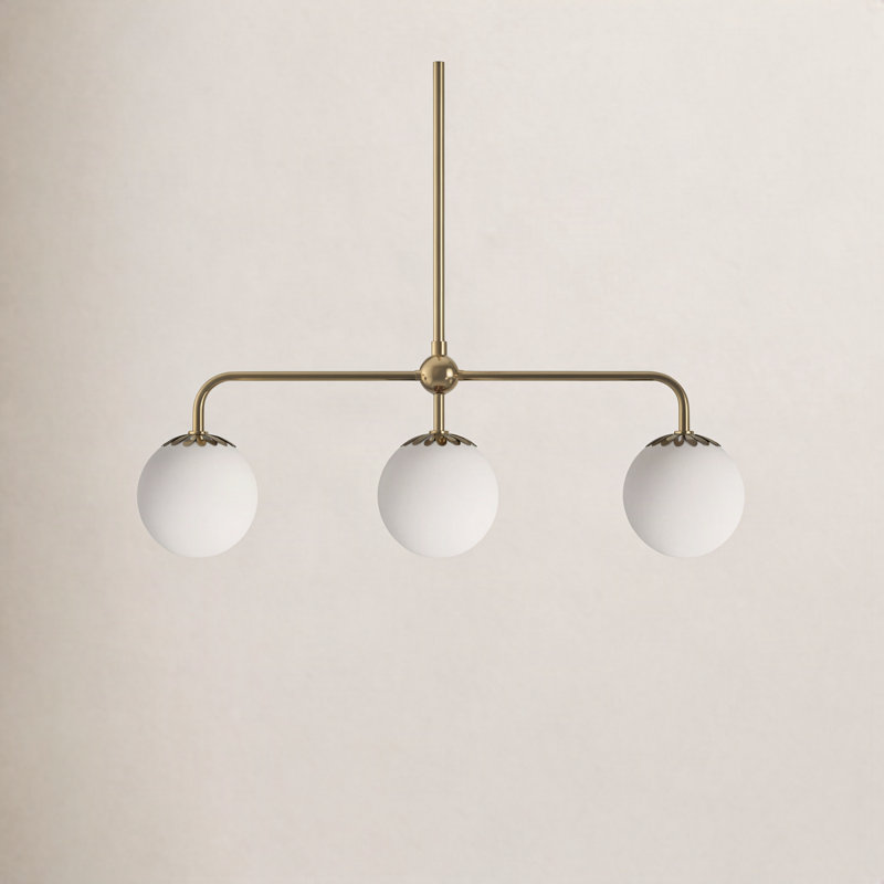 Deniaud 3 - Light Kitchen Island Pendant, Aged Brass