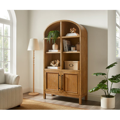 Modern Wood Arched Display Cabinet/Bookcase, Office Shelving, Storage Cabinet, Fully Assembled by Wildon Home