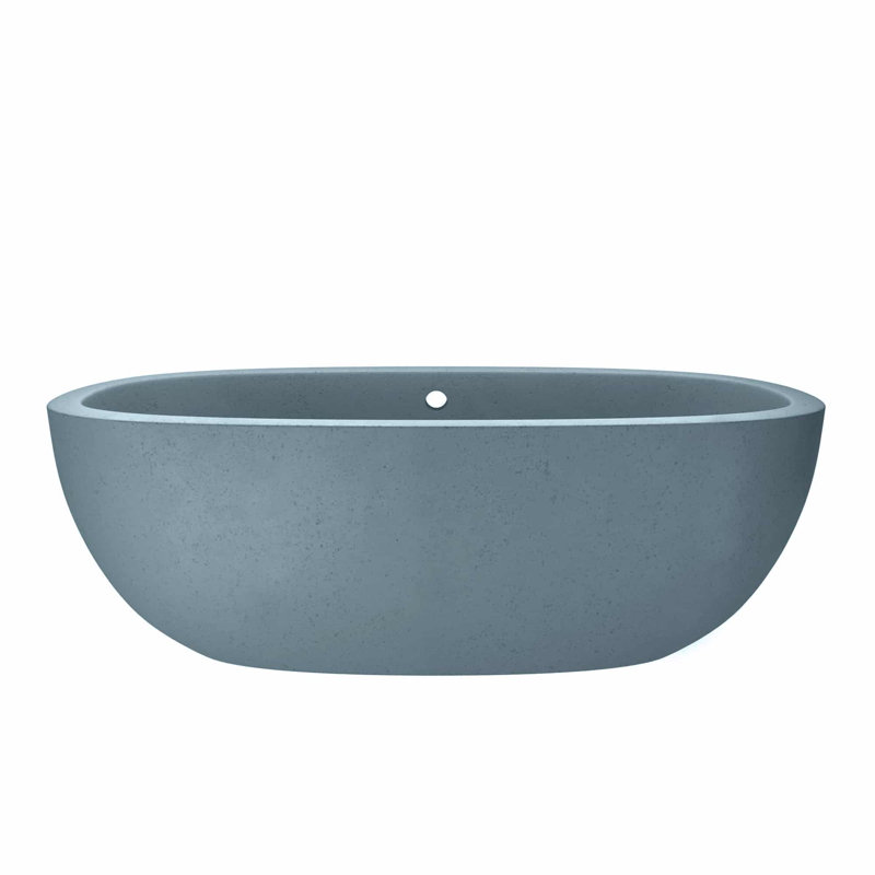 Avalon NativeStone Concrete Freestanding Oval Soaking Bathtub, Ocean, 22" H x 36" W x 66" L
