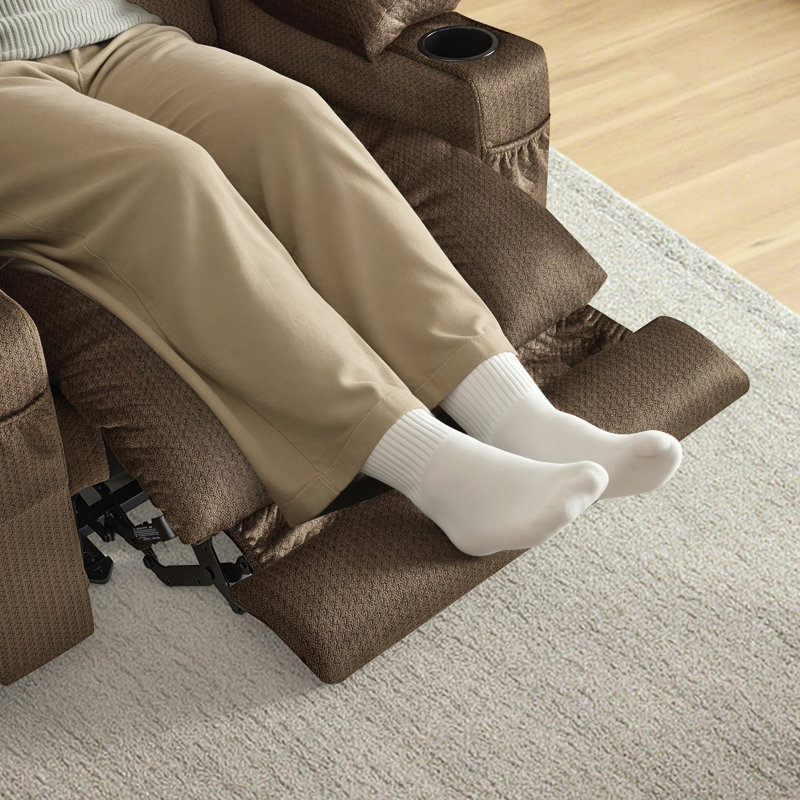Color Electric Power Recliner Chair with Heat and Massage, USB Ports, Cup Holders, Drak Brown Polyester Blend