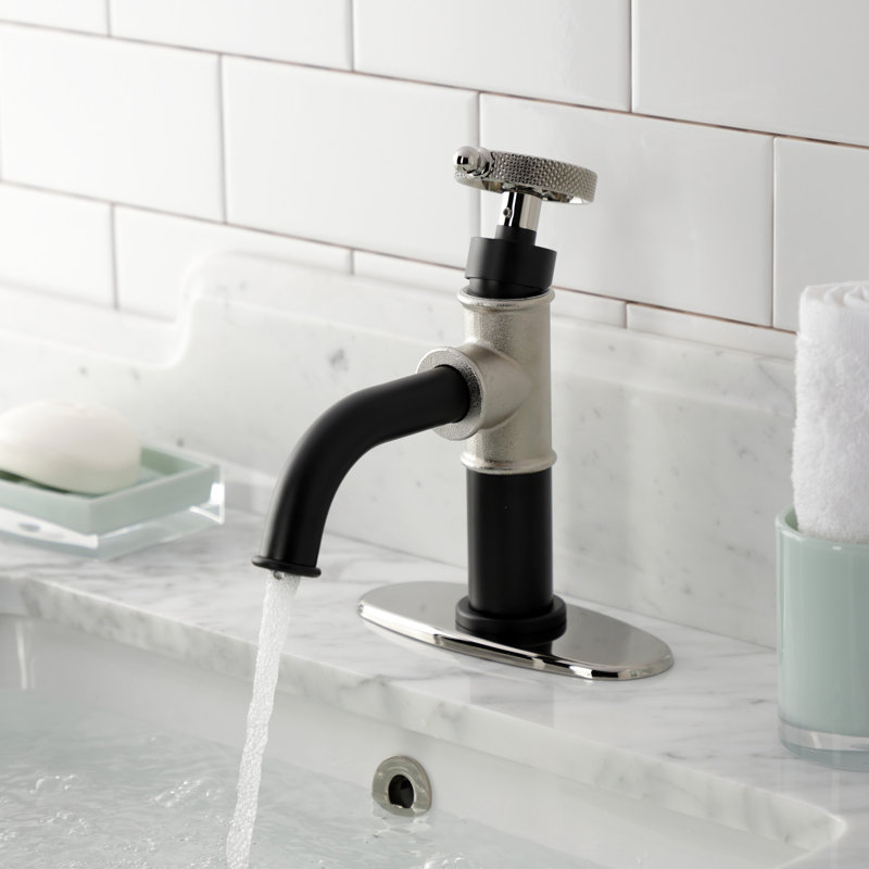 Robinet de salle de bain Webb, Noir mat / Nickel poli