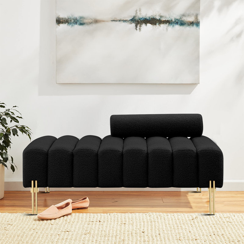 Iyland Modern and Comfortable Upholstered Bench with Adjustable backrests, Black