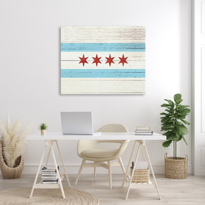 «Chicago Flag Distress Wood Look», impression
