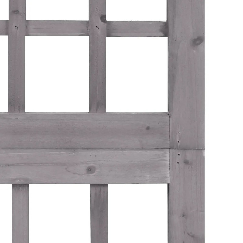 Merritt Solid Wood Folding Room Divider, 4, Grey