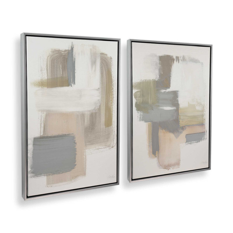 «Beige Ballet», 2 pièces, Cadre en chrome poli, H 12,75 po x l 8,75 po x P 1,75 po