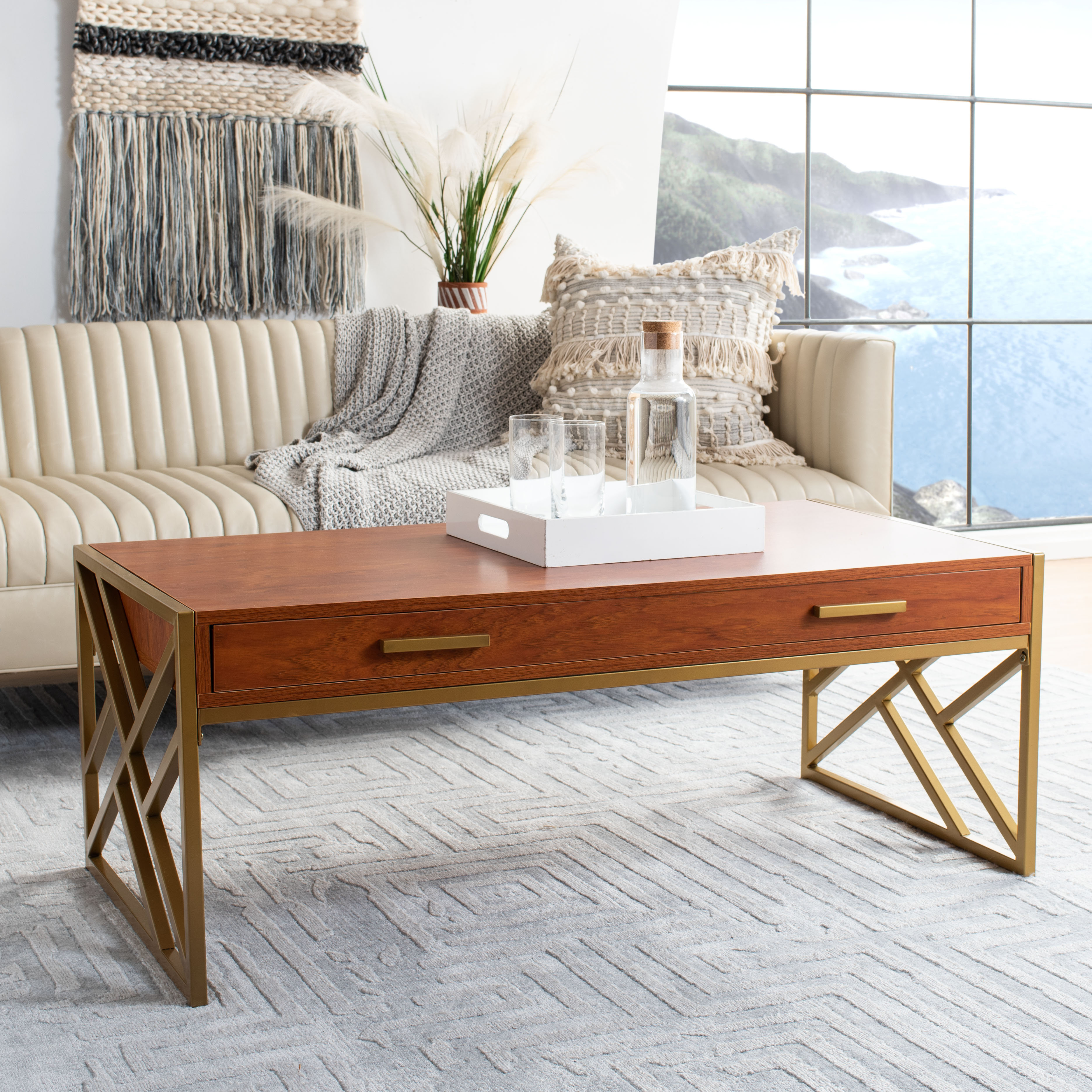 Orren Ellis Elaine Sled Coffee Table with Storage & Reviews | Wayfair